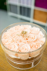 Everlasting 15 Rose Round box with drawer (choose color)
