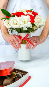 Mixed Valentine in White Vase