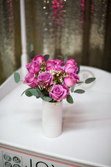 Dozen Rose White Vase